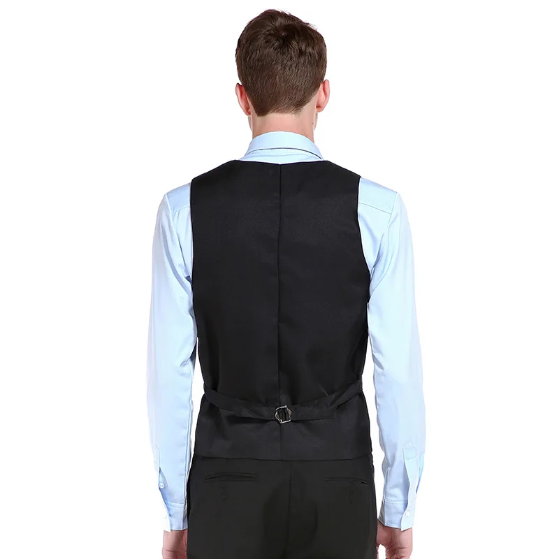 Стиль Мужская мода Slim Fit однорядные три пряжки сплошной цвет джентльмен костюм жилет M16