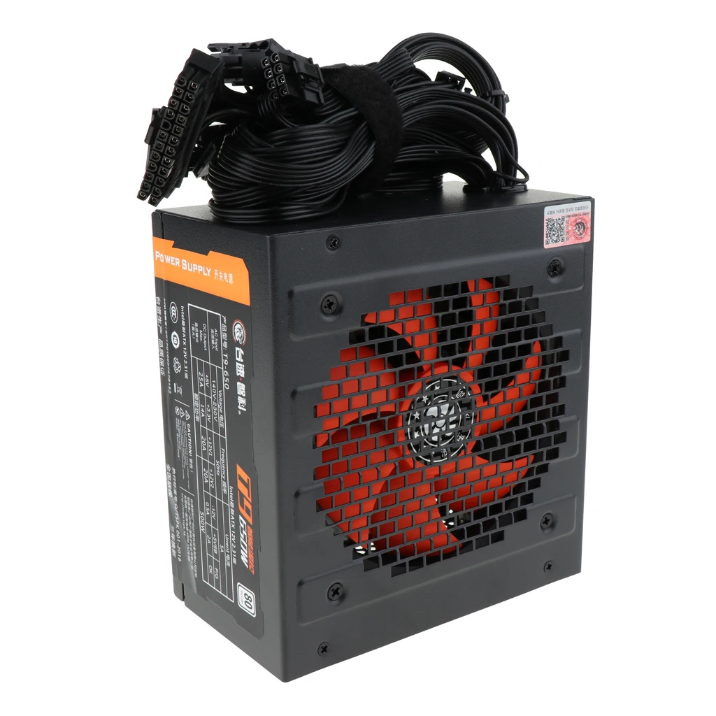 

500 Watt Power Supply Modular for Desktop Computer, with 1x Red Cooling Fan, 90-270V Full Voltage