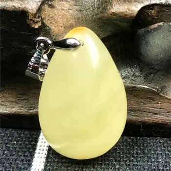 

Real Natural Yellow Amber Pendant For Woman Man Crystal 22x15x7mm Beads Silver Water Drop Stone Fashion Pendant Jewelry AAAAA