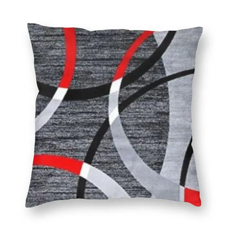 

Modern Abstract Gray Red Swirls Cushion Cover 40x40cm Decoration Print Geometric Pattern Throw Pillow Case for Sofa Two Side