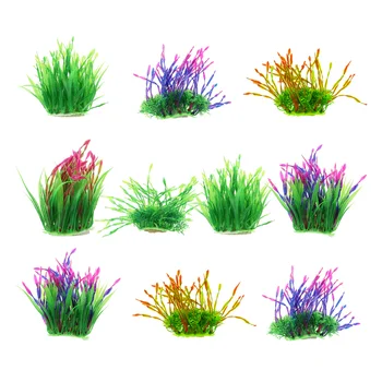 

10Pcs Plastic Vivid Artificial Beautiful Grass Ornament Fake Plant Landscape Water Plant for Fish Tank Aquarium