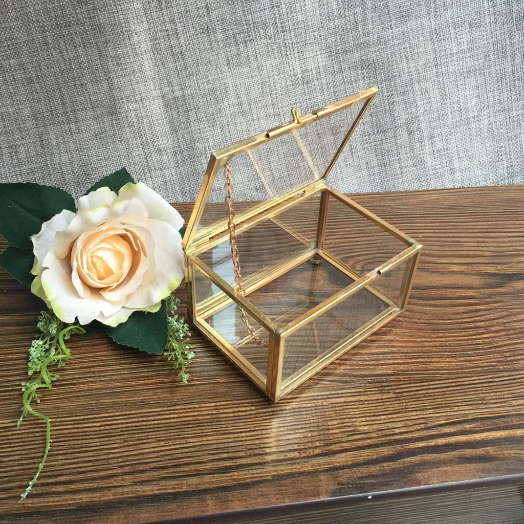 Glass House Terrarium Geometric Container Planter Wedding Card Box Candle Table Decor - 13 x 13 x 8cm