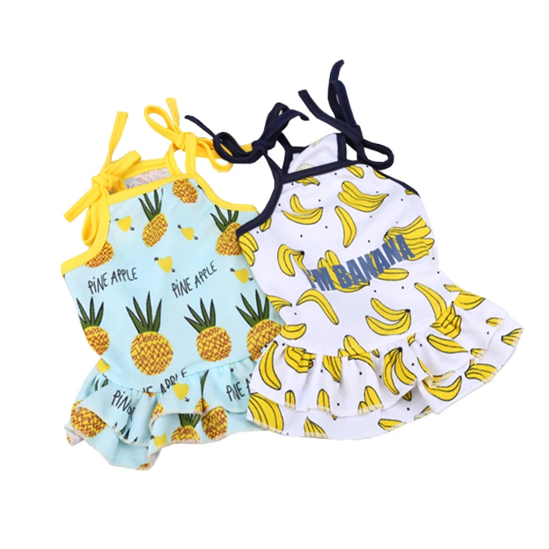 Vestido bonito de fruta para perros, Ropa de verano para pareja de mascotas, chaleco para perros pequeños, Chihuahua