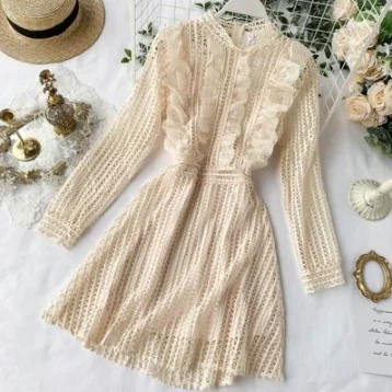 apricot dress MUMUZI элегантная Кружевная блуза с баской, женская блузка с оборками и длинным рукавом, белая блузка, женские весенние летние топы, офисные женские топы - Цвет: apricot dress