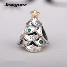 Рождественская коллекция праздничных шармов из стерлингового серебра 925 пробы, ювелирные изделия с золотой звездой, подходит для браслетов из бисера diy для женщин GD101