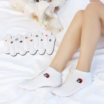 

Popular women's socks Korean version small fresh white cartoon mesh shallow mouth women's ship socks wholesale polyester cotton