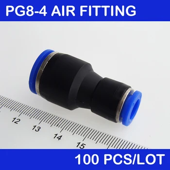 

High quality 100pcs PG8-4 Unequal Diameter Air Tube Fitting Straight Union , One Touch Push In Pneumatic Fitting Connectors