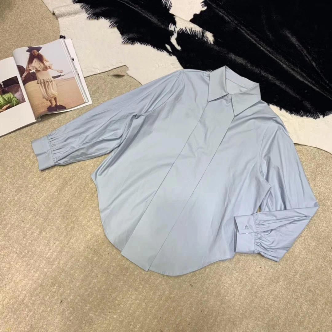 

2019 new ladies fashion long-sleeved sexy solid color shirt 0912