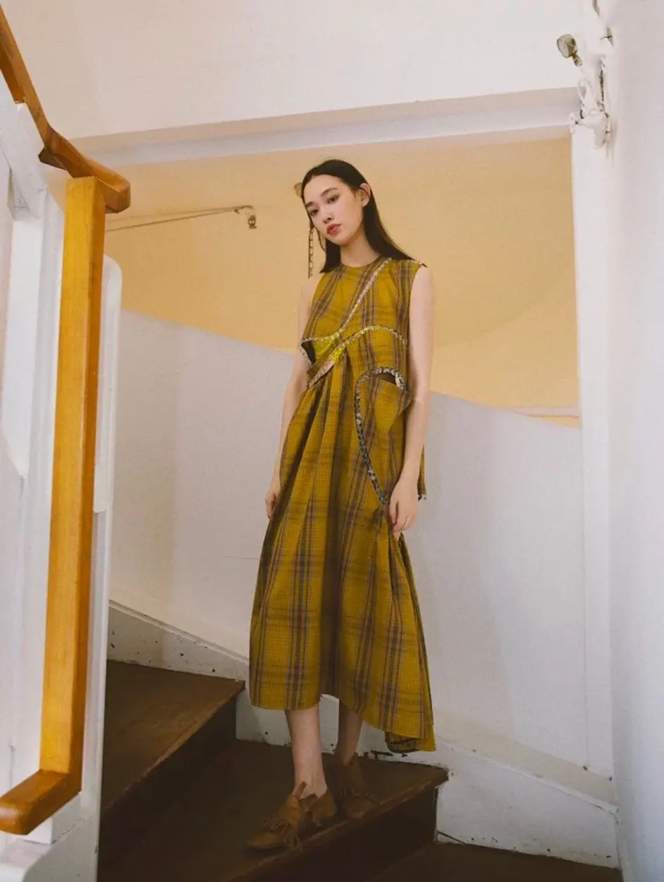 2019FW winner Новое Женское клетчатое платье-жилет Женское платье без рукавов с бриллиантами 2 цвета ddxgz2 11,5