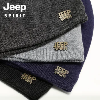 

JEEP SPIRIT Brand Warm Caps Winter Hats for Men Women's Winter Hat Wool Cap Letter Knitted Gorros Mujer Invierno Bonnet 52-61cm