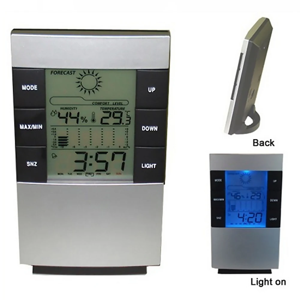 Многофункциональная электронная сигнализация часы с гигрометром термометр календарь погода время цифровые часы с светильник настольные часы