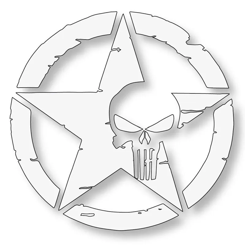 

Personality Army Star PUNISHER SKULL Car Stickers Motorcycle Decals Waterproof Sunscreen Decals PVC 15cm X 15cm