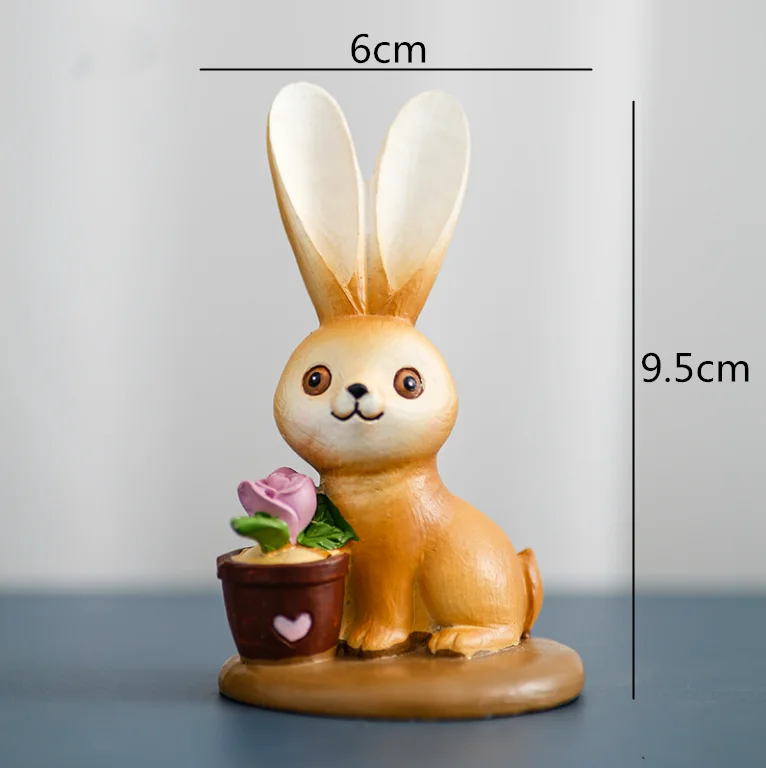 Creative Resin sculpture Simulated animal Cartoon rabbit egg Easter Crafts ornaments Children's room Decoration furnishing - Цвет: N