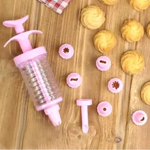 Розовый печенья формовой пистолет DIY инструмент для выпечки пластиковый декоратор 8 шт. набор