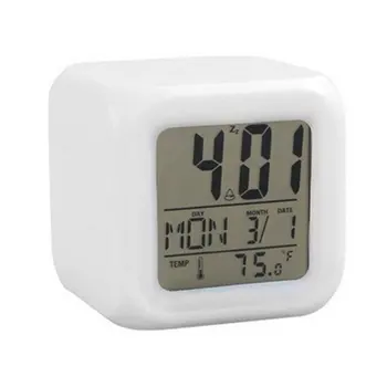 

Portable Lovely Fashion 7 Colors Change Square Digital Alarm Clock with LCD Screen Display Luminous Mode Home Office Use