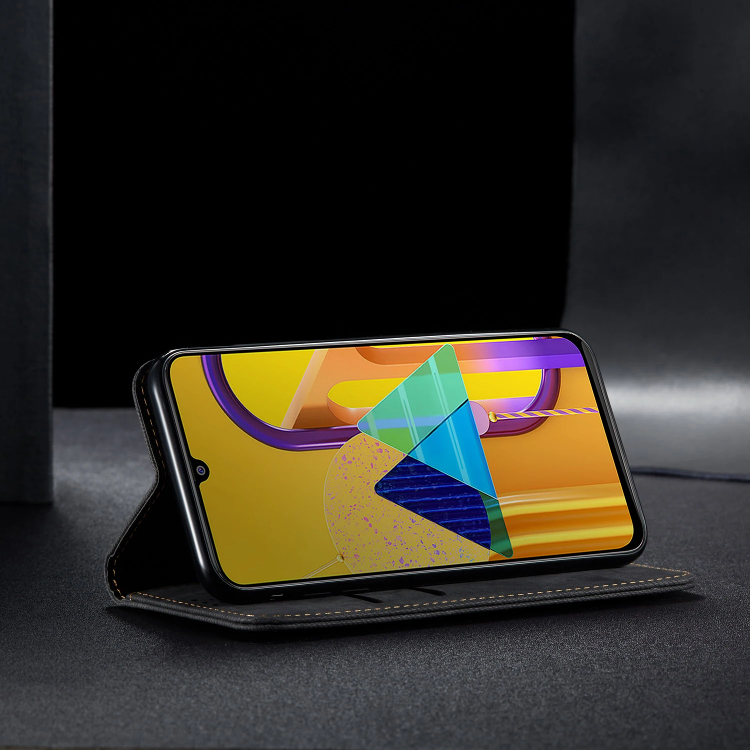 Ретро Кожаный чехол для samsung Galaxy M30s Чехол Флип джинсы полосы телефон чехол для samsung Galaxy M30s M307FD крышка