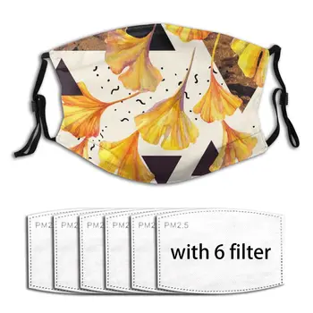 

Watercolor Ginkgo Leaves And Triangles Men And Women Adult Outdoor Washable Dust Breathable Masker Filter Reusable