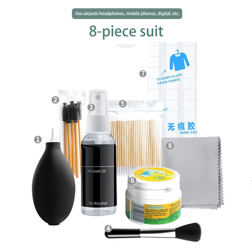 

Wireless Headset Charging Box Clean Kit +Cleaning Solution +Brush +Clean Mud+ Cotton Swab For Airpods Keyboard Digital Equipment