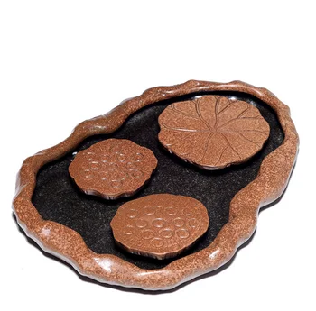 

Japanese Style Lotus Leaf Shape Ceramic Water Storage kung Fu Tea Set Handmade Tea Tray Coffee Table Decor Tea Accessories LF517