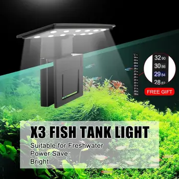 

Senzeal X3 High Brightness LED Aquarium Light Clip-on Freshwate Lamp 220V/110V Water Grass Light 6W 600LM Fish Tank Light EU US