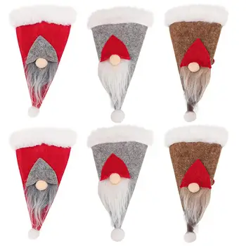 

6pcs Christmas Style Tableware Holder Tableware Xmas Storage Bags Desktop Decor