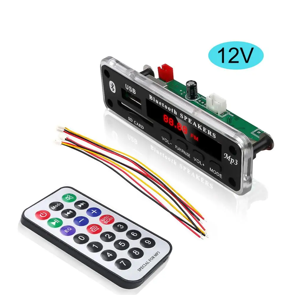 5/12V MP3 декодер доска FM радио Мощность отключения памяти Функция Bluetooth MP3 плеер декодер доска дважды декодирования - Цвет: D