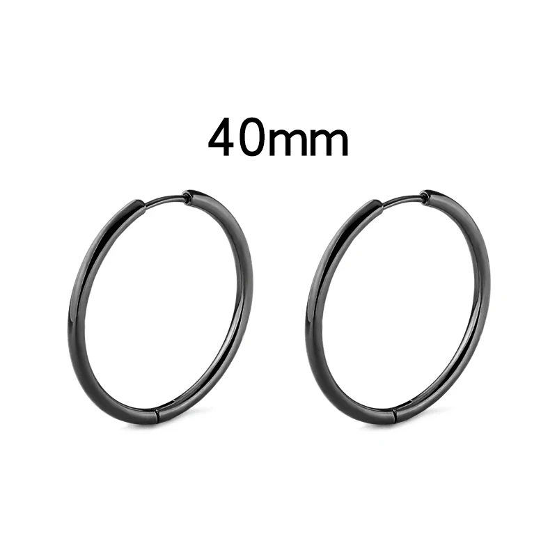 020208 Black 40mm Innopes трендовая унисекс круглая Ушная серьга с пряжкой черная панк винтажная титановая сталь мужские и женские ювелирные изделия - Окраска металла: 020208 Black 40mm