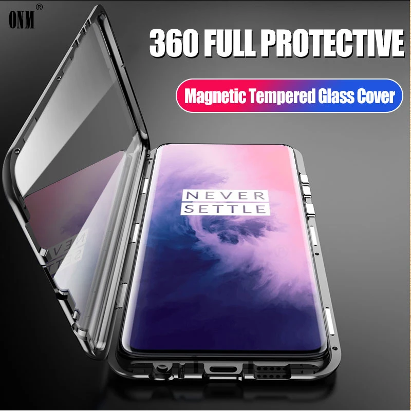

Case for OnePlus 7 Pro 360° Full Protection Magnetic Cases Cover for One Plus 7 Pro 1+7 6.67 Metal double Glass Case