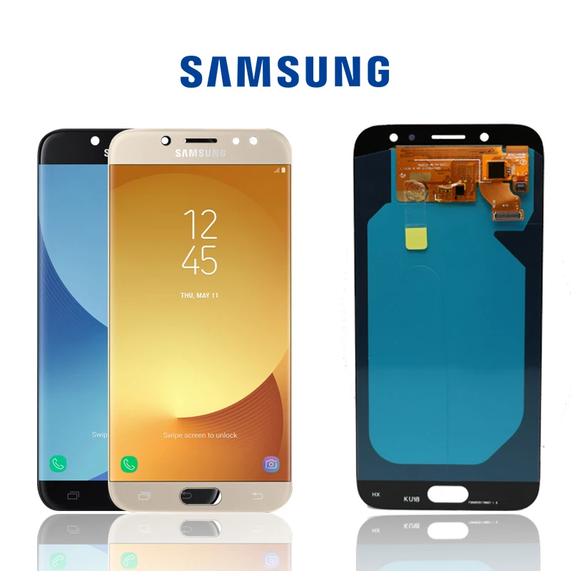 ЖК дисплей SUPER AMOLED 5 дюйма для SAMSUNG Galaxy J7 Pro 2017 J730 J730F дигитайзер в сборе запасные