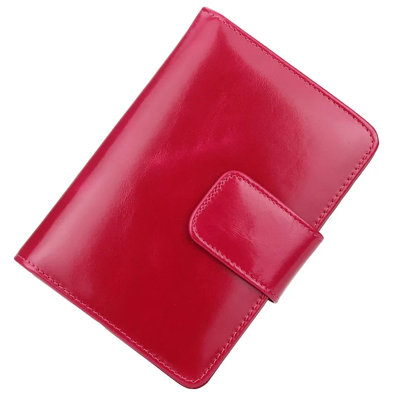 Hot Pink Женский кошелек из натуральной кожи, Обложка для паспорта, портмоне, держатель для карт, фиолетовый, ярко-розовый, темно-синий, черный, коричневый, масло, воск, коровья кожа - Цвет: Hot Pink
