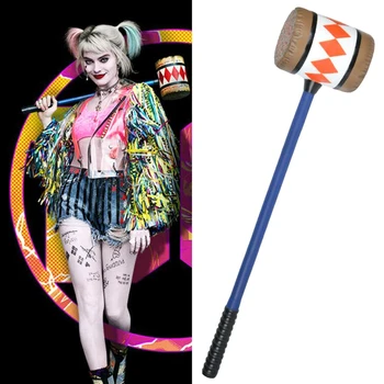 

Birds of Prey Cosplay Harley Quinn Mallet Hammer Smile Face Suicide Squad Bat Halloween Party Costume Props