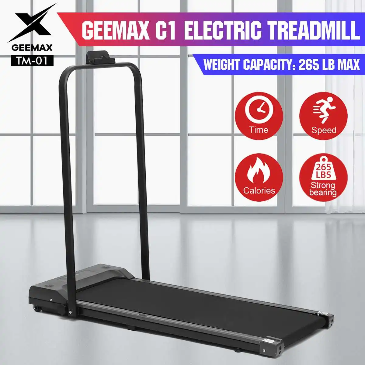 GEEMAX 2 en 1 cinta plegable entrenador para el hogar aparato fitness pantalla LCD Jogging 