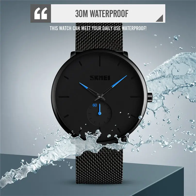SKMEI Fashion Luxury Waterproof Watches Mens Sport Minimalist Ultra-Thin Analog Stainless Steel Wrist Watch часы мужские 5Y29 (13)