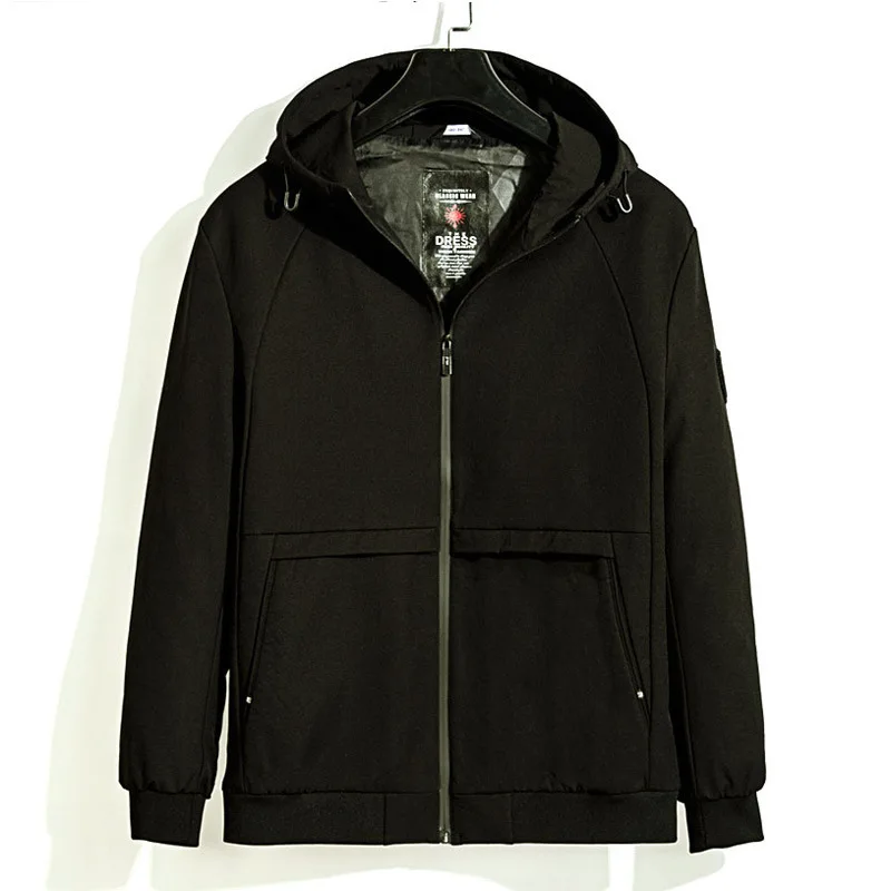 

Autumn Style Big Size Coat Male Loose Lian Cap Plus Fat plus Men's Wear Jacket Fat Man Middle Age Fat Jacket Shirt Tide