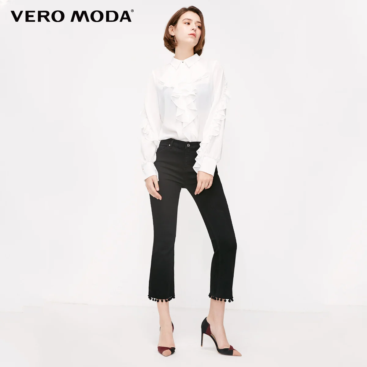 Vero Moda женская шифоновая рубашка с оборками и рукавами-фонариками | 319105506