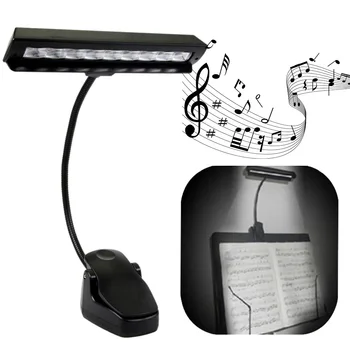 

Clip On Bedroom Music Stand Flexible 9 LEDs Portable Reading Orchestra Black With Adapter Piano Lamp