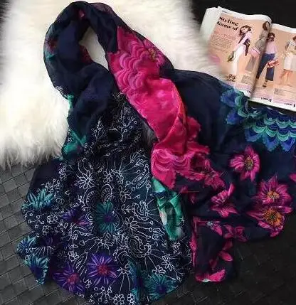 Темно-серый Испанский шарф DESIGUAL новые стильные женские шарфы и шали испанский шарф - Цвет: Темно-серый