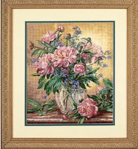 

COTTON Top Quality lovely counted cross stitch kit peony flower in vase, vase flower dimensions 35211