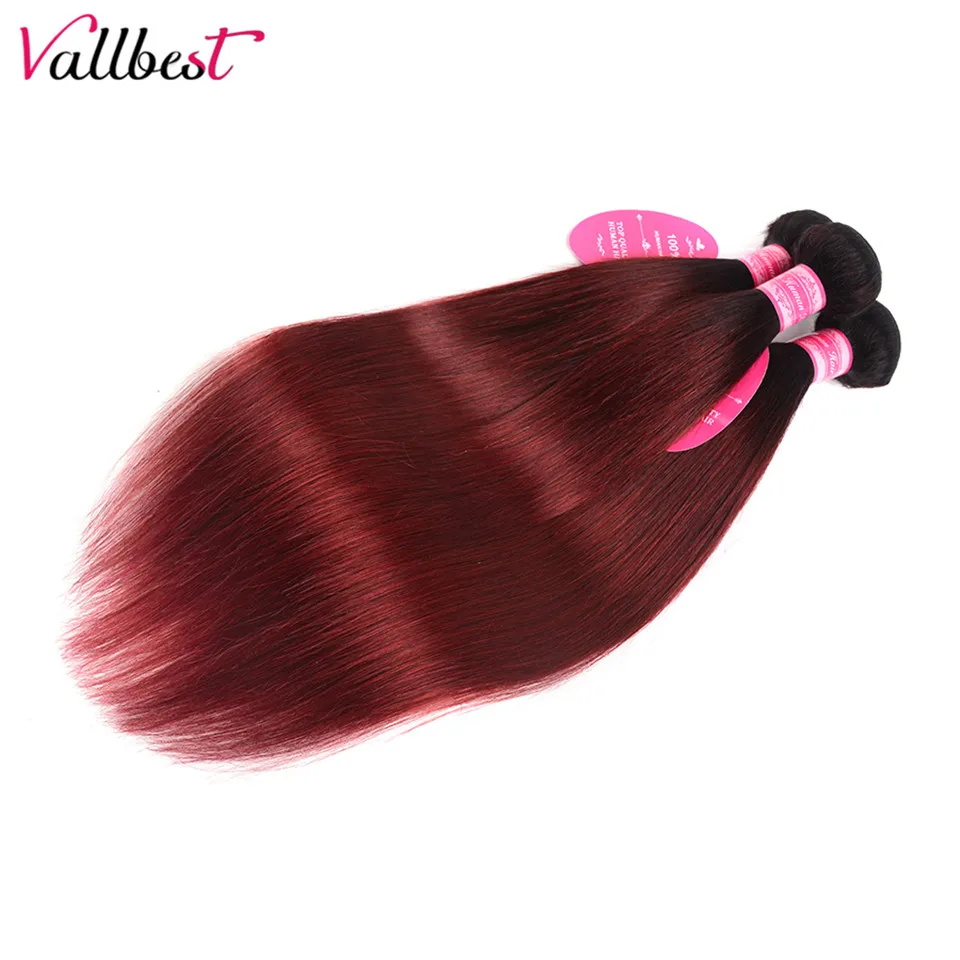 Vallbest Ombre прямые пучки волос 1B/99J # бразильские 3 шт./лот не линяют запутывают Remy