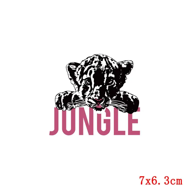 Jungle Leopard черный розовый железный для передачи одежды животный теплопередача