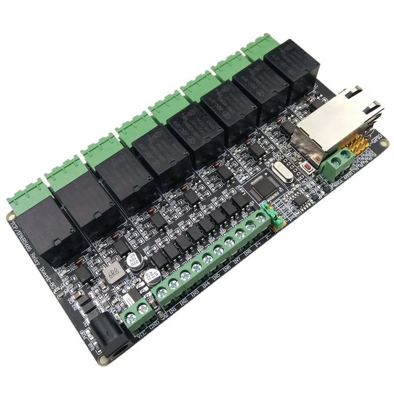 Modbus rtu 8 way сетевой модуль реле 8-канальный сетевой видеорегистратор Переключайте входные TCPIP RJ45 485 в режиме ожидания ввода/вывода