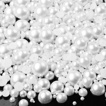 

JKJ 2-14mm ABS Half Round Imitation Pearl Beads Flat Back Scrapbook for Jewelry Making Craft Clothing Mobile-Phone-Case DIY