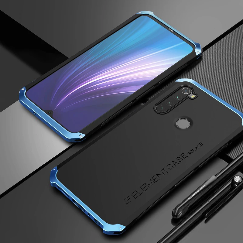 Чехол для Xiaomi Redmi Note 8, сверхпрочный Защитный металлический алюминиевый чехол, задняя крышка, чехол для телефона Xiaomi Redmi Note 8 Pro - Цвет: Black Blue