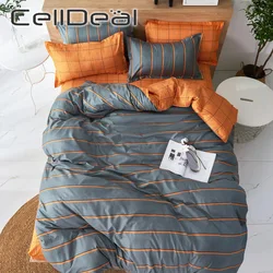 Duvet Cover  Set 3/4 Pieces Orange  Gray Stripes Bedclothes Include Bed Sheet Pillowcase Comforter Cover For Kid And Adult