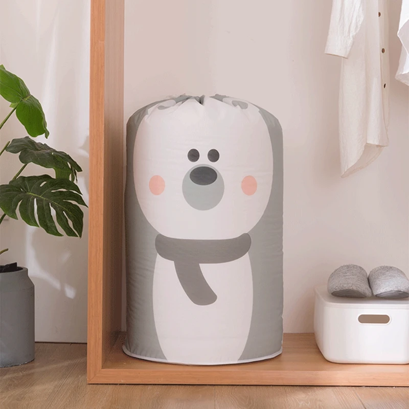 Cartoon Bear Collapsible Storage Bag Transparent Storage Organizers Clothes Blanket Baby Toys Basket Travel Suitcases Quilt Bags 3