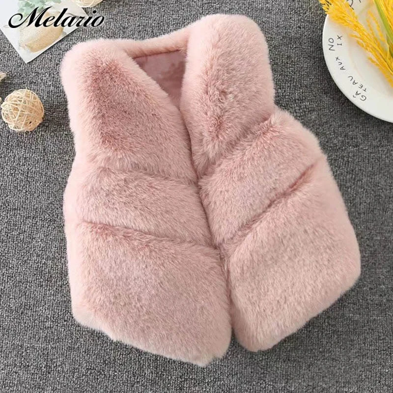 

Melario Baby Girl Winter Clothes Artificial Fur Vest Coats Warm Waistcoat Kids Vest Jacket Princess Outerwear 2-7 Years Old