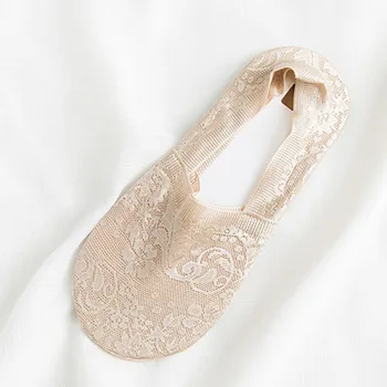 

5 Pair Women Lace No Show Socks Thin Low Cut Non Slip Boat Sock for Summer GDD99