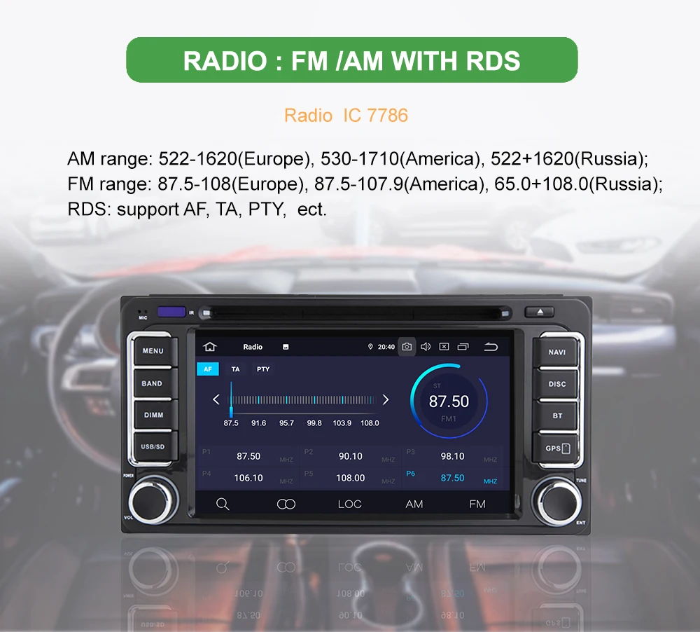 Best Bonroad Android 9.0 GPS Navigation 6.2 Inch 2din Car DVD Player  For Toyota/Corolla Old Series Wifi Bluetooth GPS Radio SWC 2