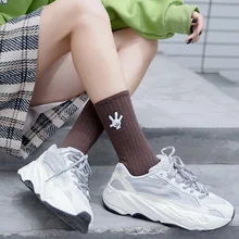 Новые осенне-зимние носки женские носки без пятки с вышитым смайликом женские носки японский стиль колледжа