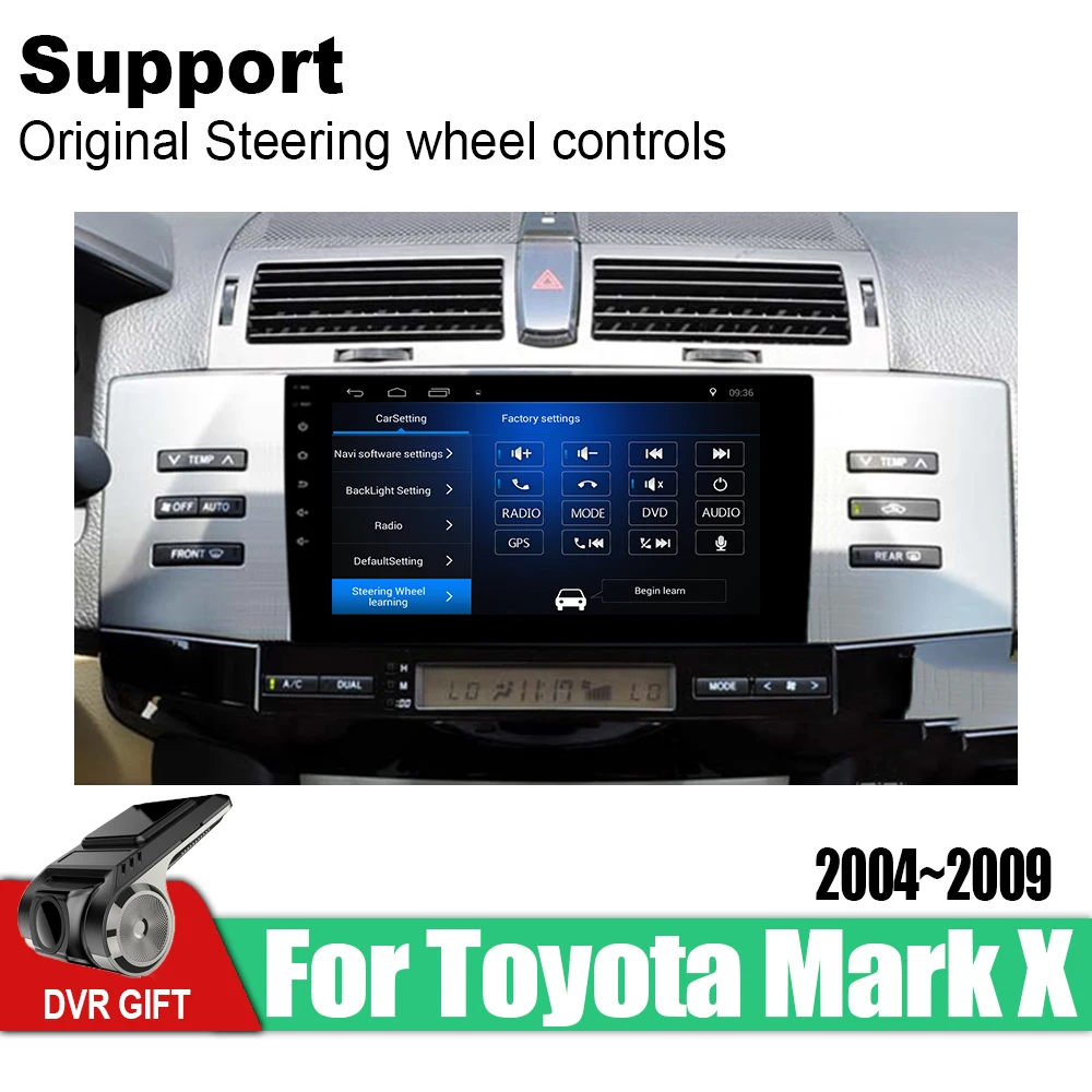 Автомагнитола 2 din для Toyota Mark X 2004 2005 2006 2007 2008 2009 Android мультимедиа GPS навигация vedio
